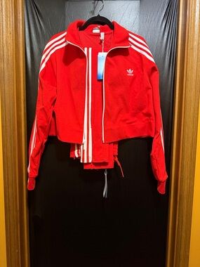 adidas Originals Cropped Track jacket & tapered pants.